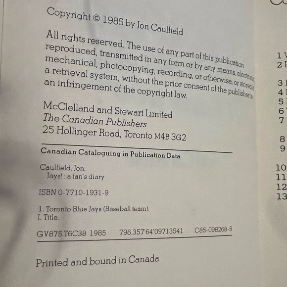 Jays! A Fan's Diary - Jon Caulfield (1985) Toronto Blue Jays Vintage Book - Picture 4 of 6